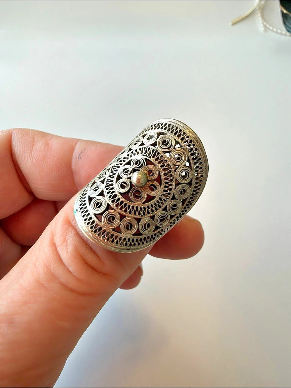 Ornate Filigree Ring in Silver Like New